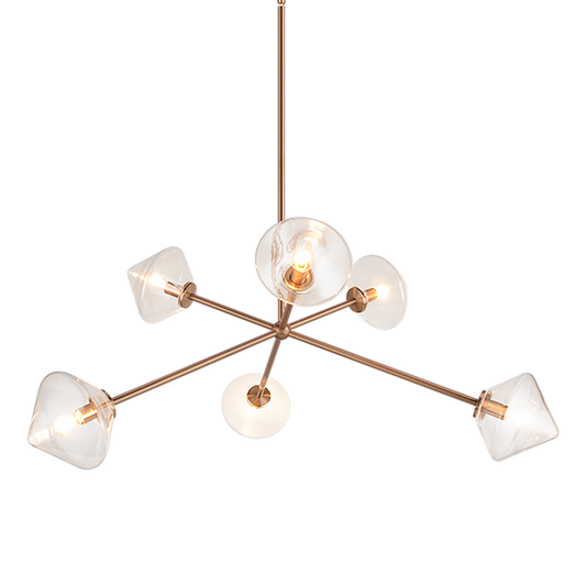 Matteo Lighting Novo 6-Light 34-in Chandelier Brass, Aged Brass