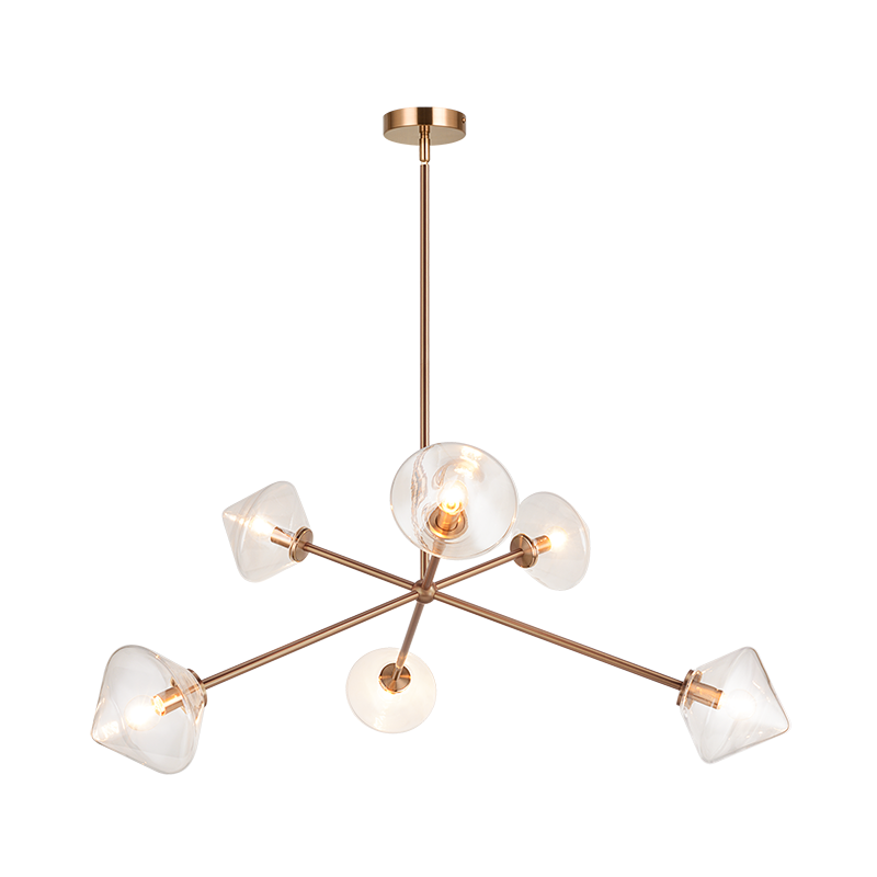 Matteo Lighting Novo 6-Light 34-in Pendant Brass, Aged Brass