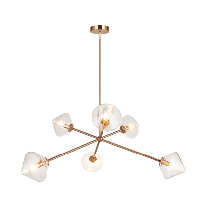 Matteo Lighting Novo 6-Light 34-in Pendant Brass, Aged Brass