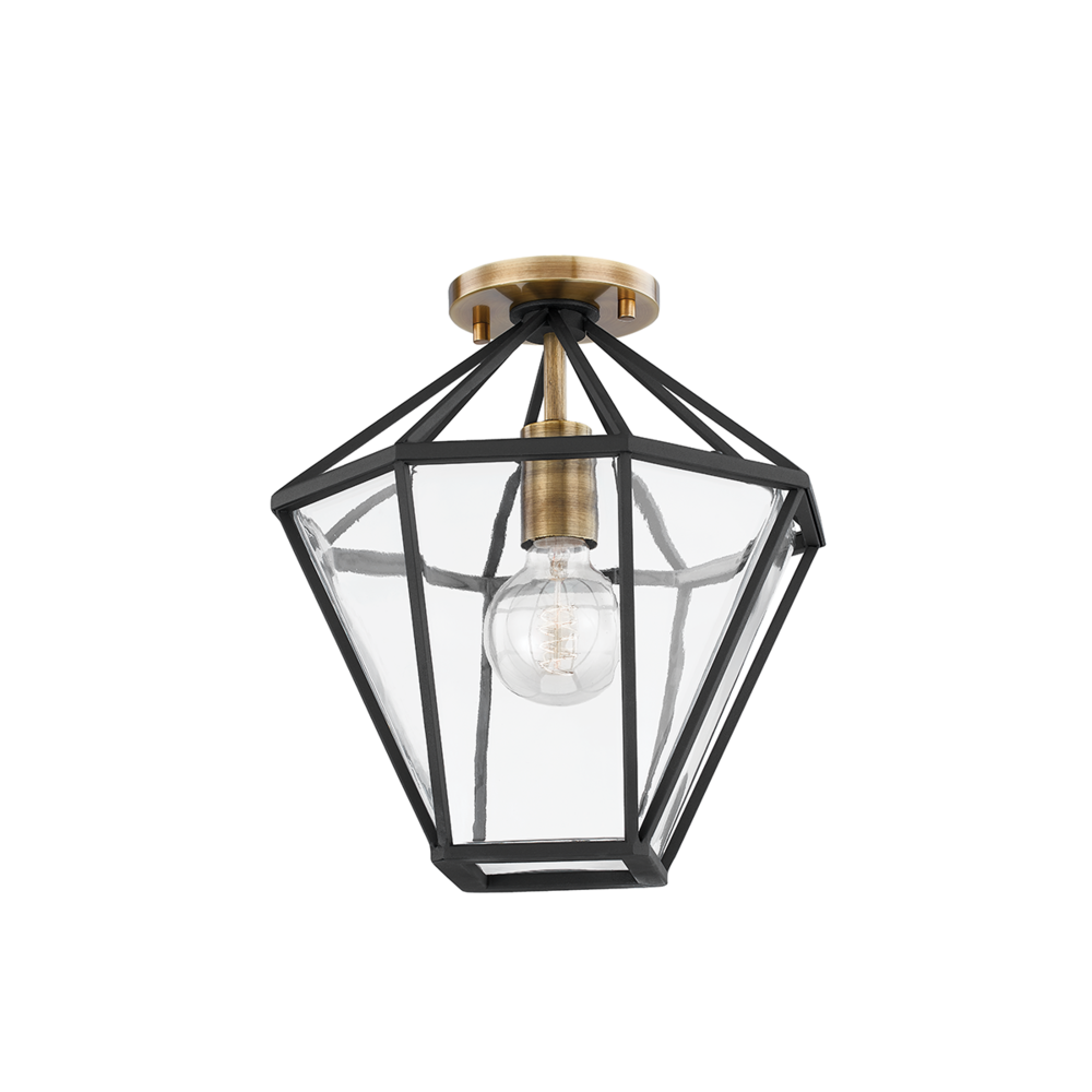 Troy Moss Semi-Flush Mount Patina Brass / Textured Black
