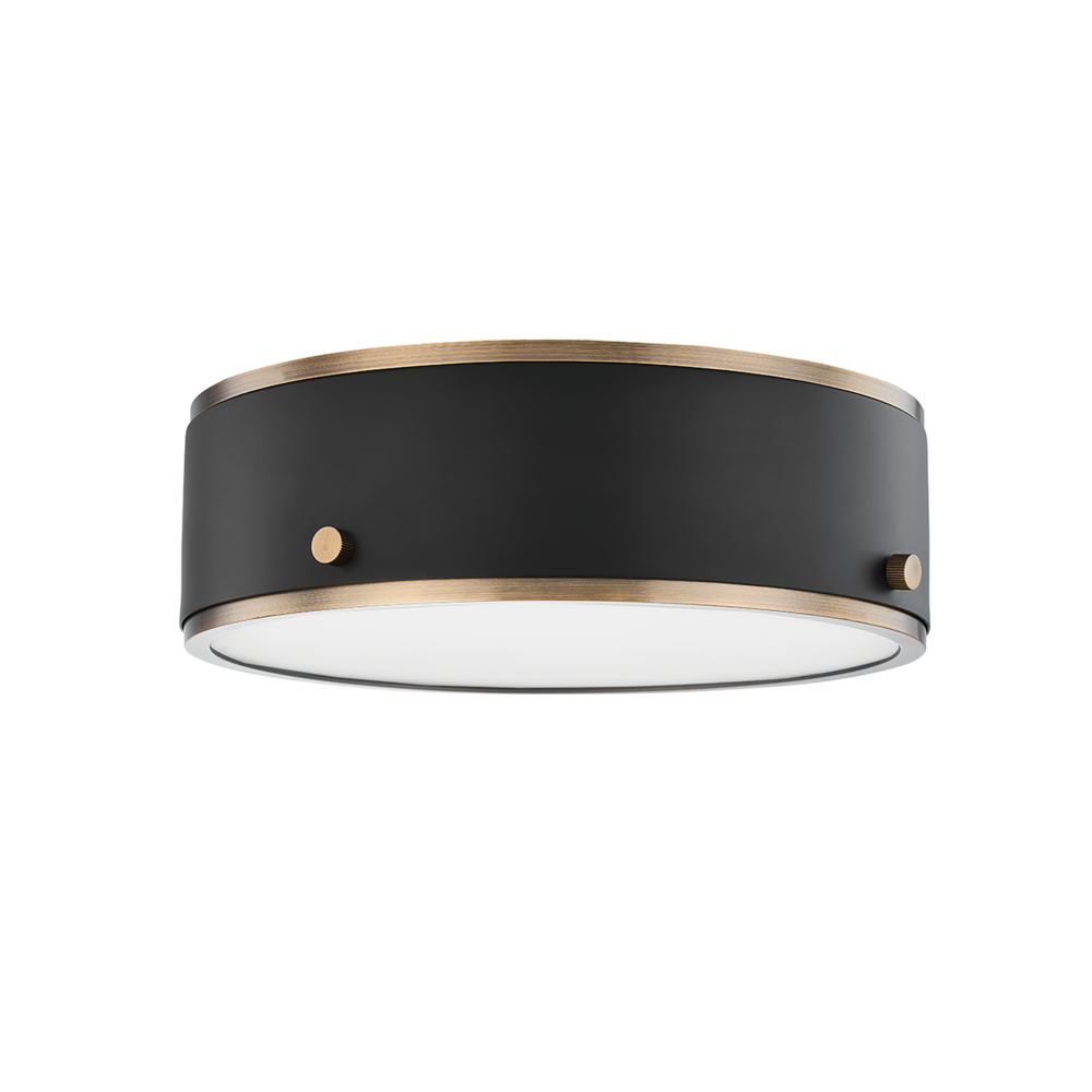 Troy Eli Flush Mount Patina Brass / Soft Off Black