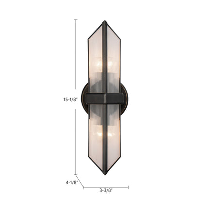 Cairo 15" Ribbed 2-Light Wall/Vanity Light