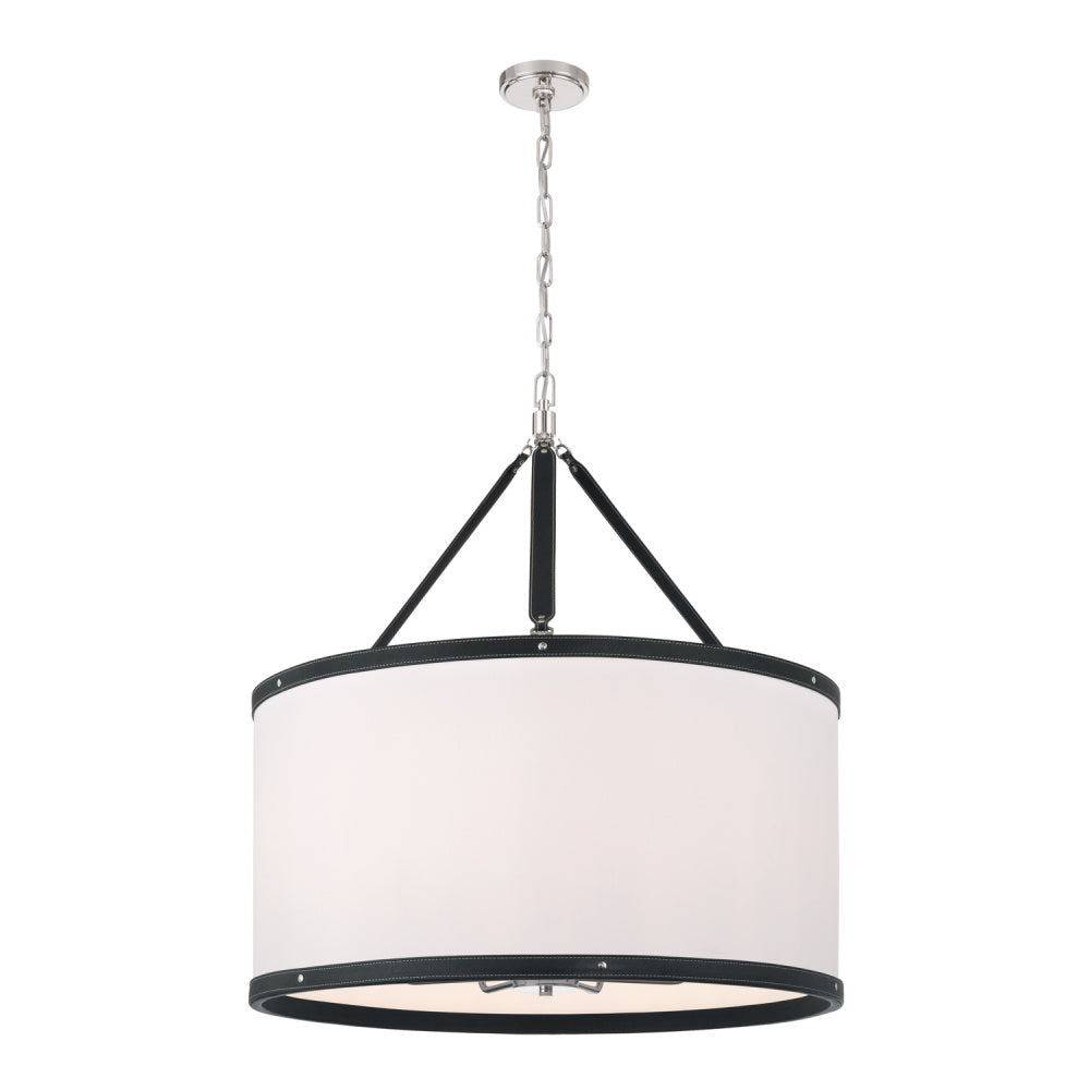 Crystorama Callahan 28" 8-Light Pendant Polished Nickel