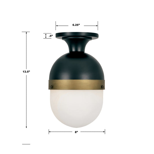 Capsule Outdoor 1 Light Matte Black & Textured Gold Ceiling Mount