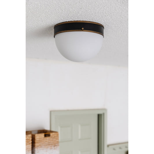 Capsule Outdoor 2 Light Matte Black & Textured Gold Flush Mount