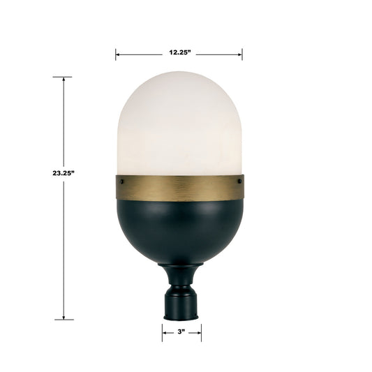 Capsule Outdoor 3 Light Matte Black & Textured Gold Post