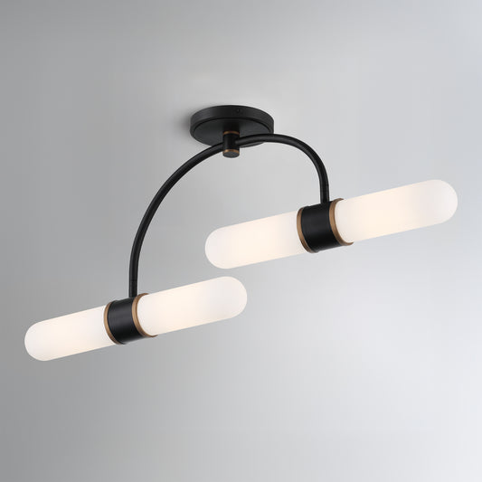 Capsule 4 Light LED Matte Black & Textured Gold Semi-Flush Mount