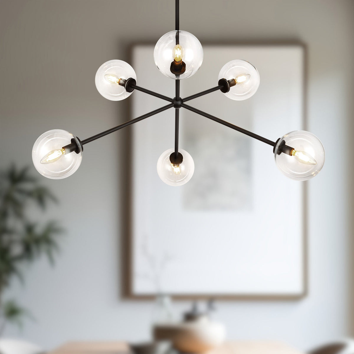Cassia 40" Glass 6-Light Chandelier