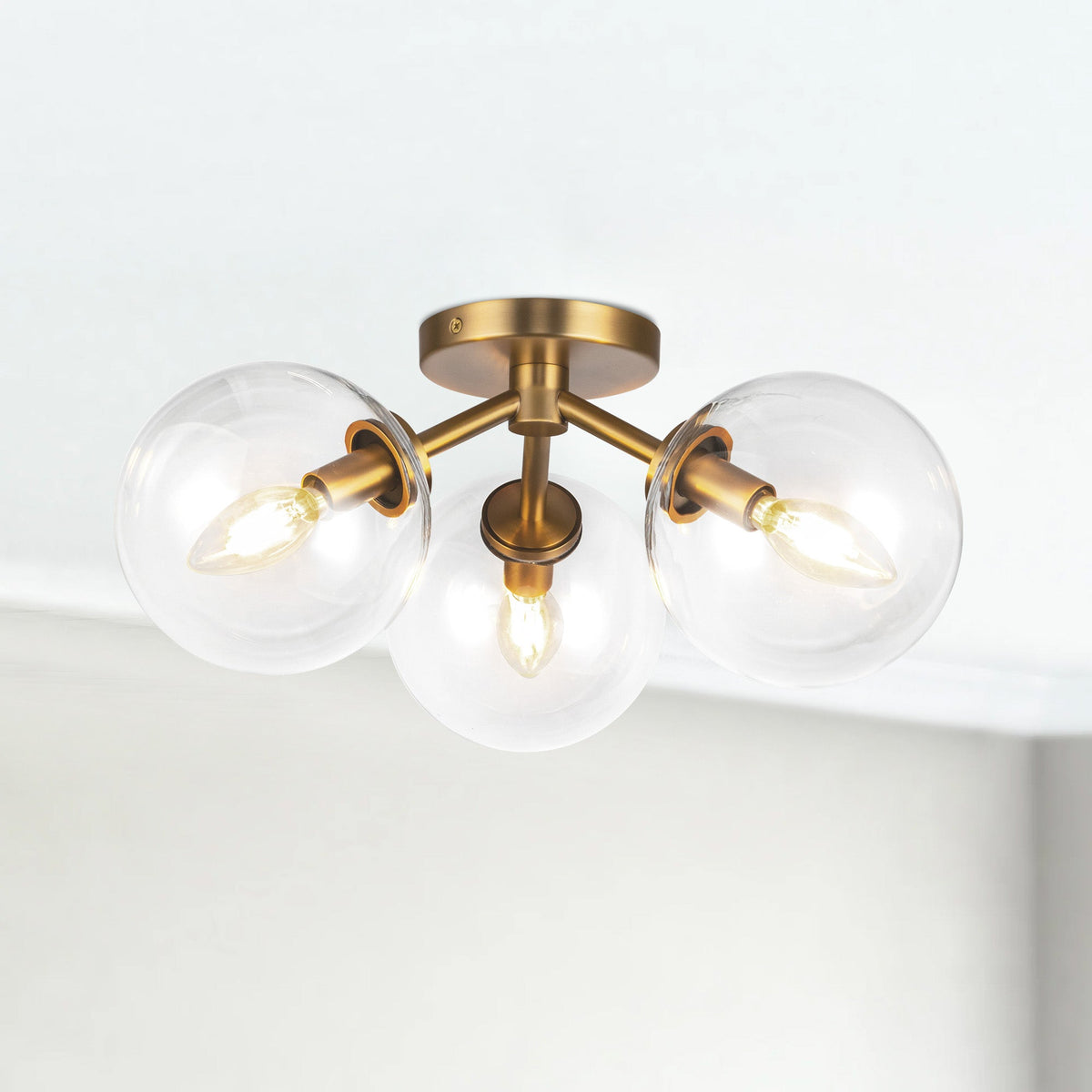 Cassia Glass 3-Light Semi-Flush Mount