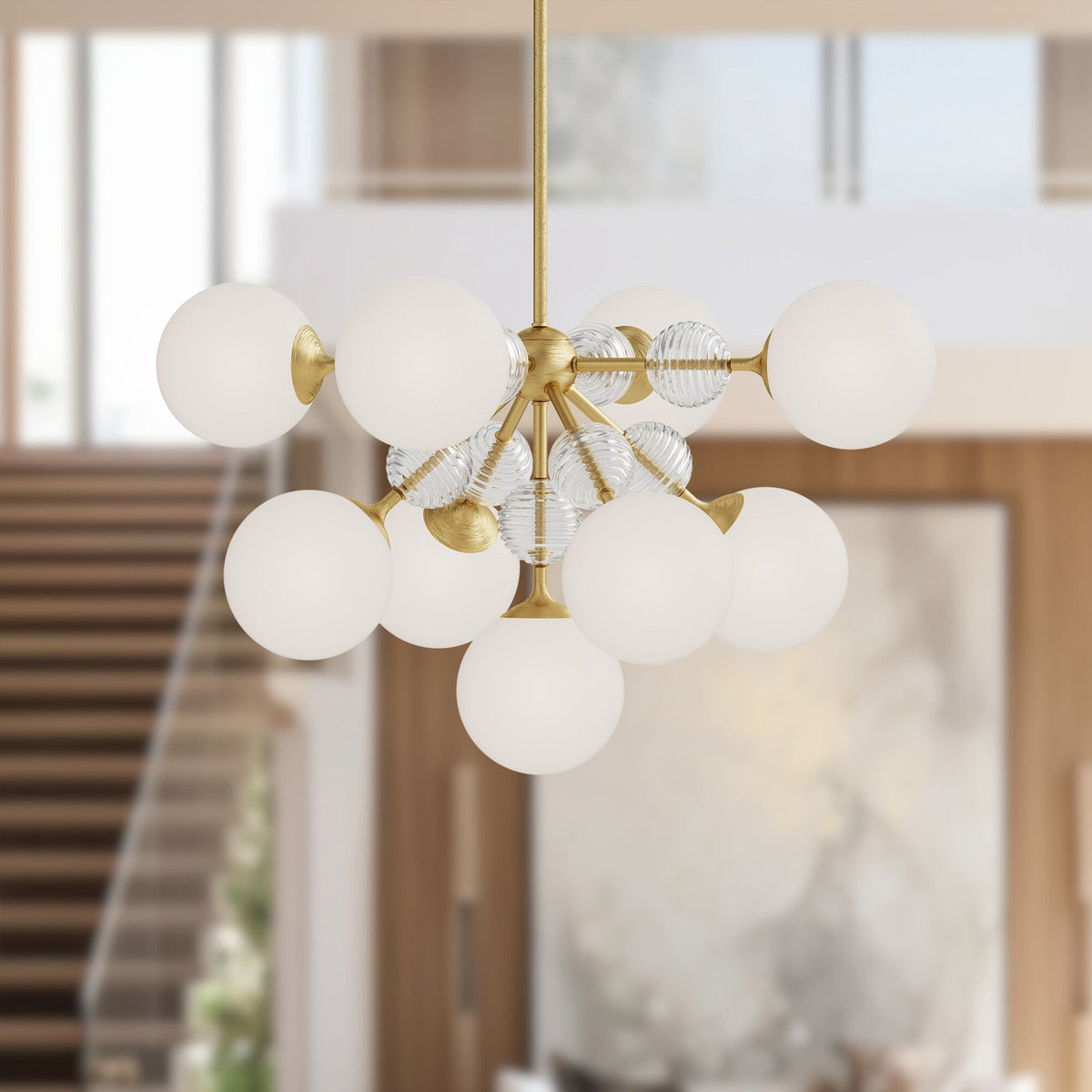 Celia 31" Opal Glass 9-Light Chandelier