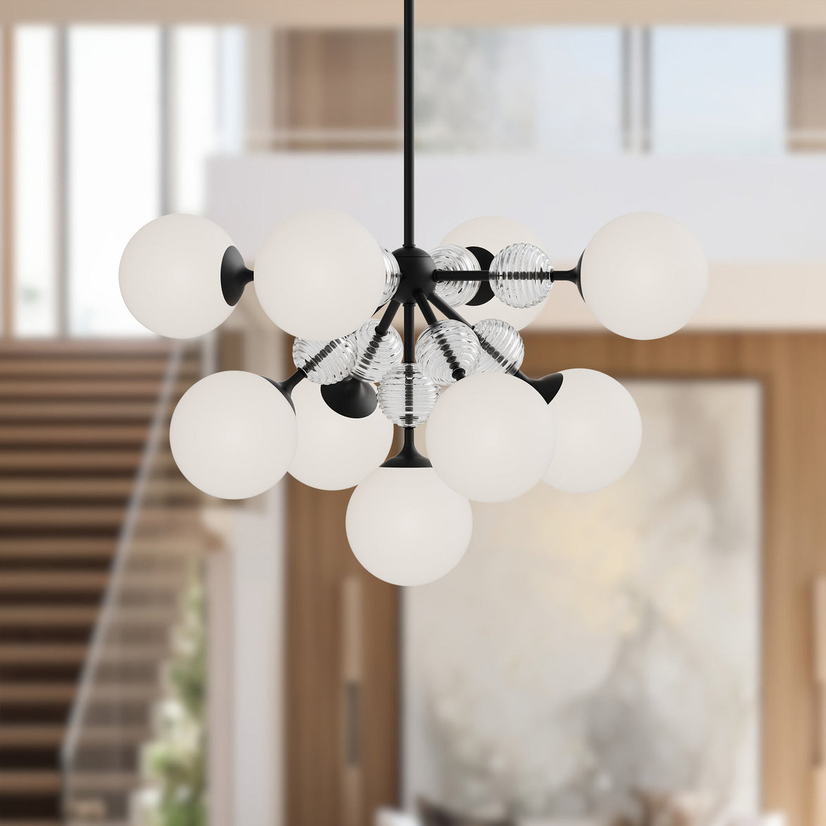 Celia 31" Opal Glass 9-Light Chandelier
