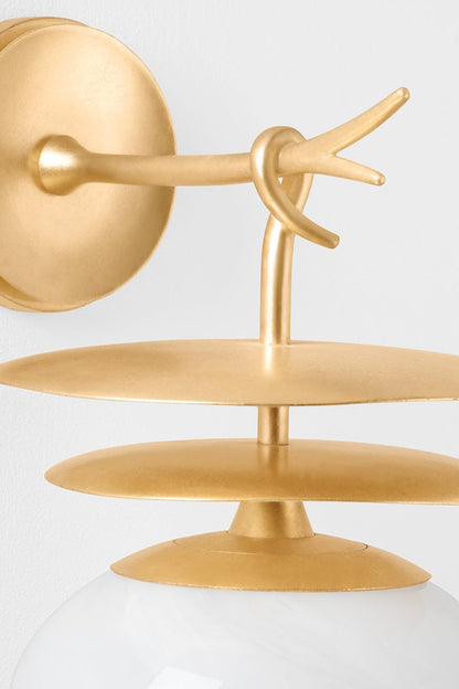 Corbett Ceylon Wall Sconce Vintage Gold Leaf Detail 1