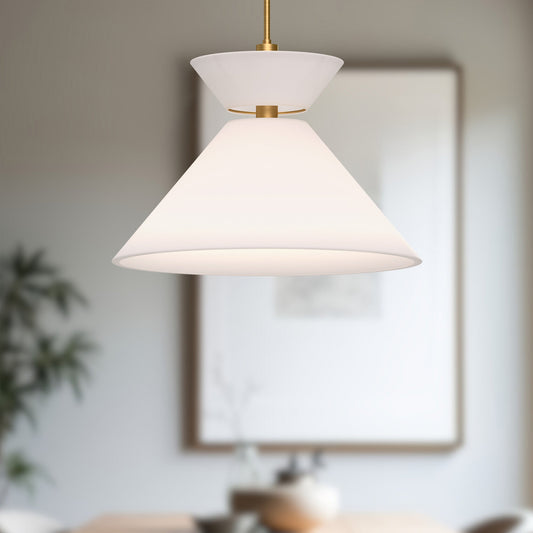 Chapelle 22" White Linen Pendant