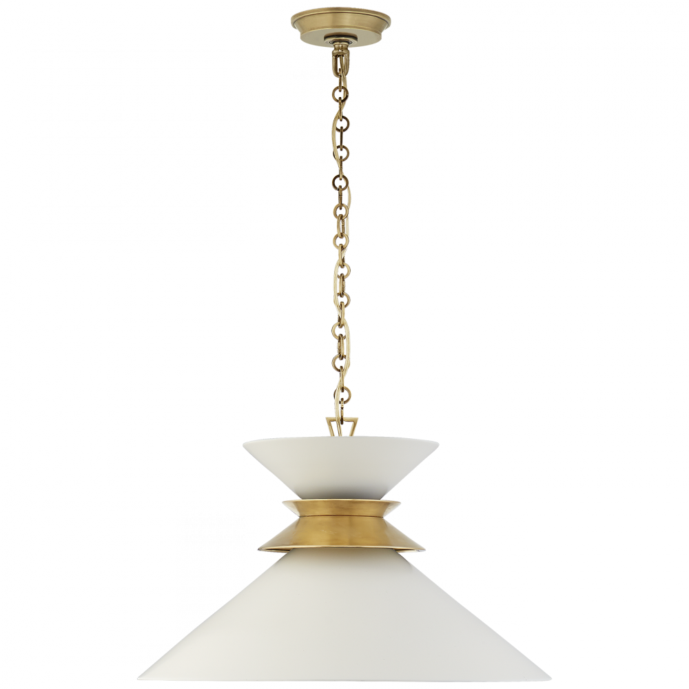 Visual Comfort Signature Alborg Stacked Pendant Antique-Burnished Brass Matte White