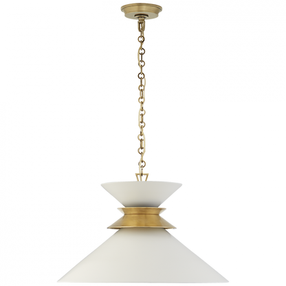 Visual Comfort Signature Alborg Stacked Pendant Antique-Burnished Brass Matte White