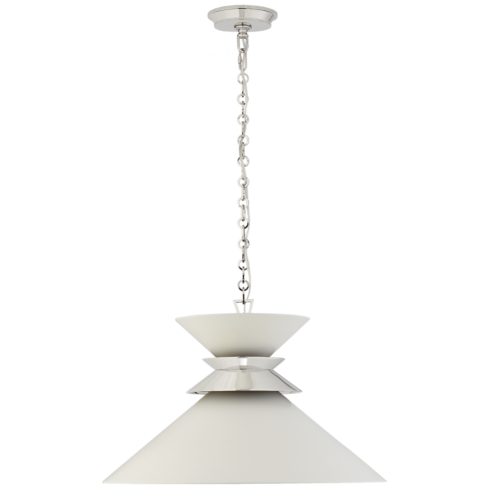 Visual Comfort Signature Alborg Stacked Pendant Polished Nickel Matte White