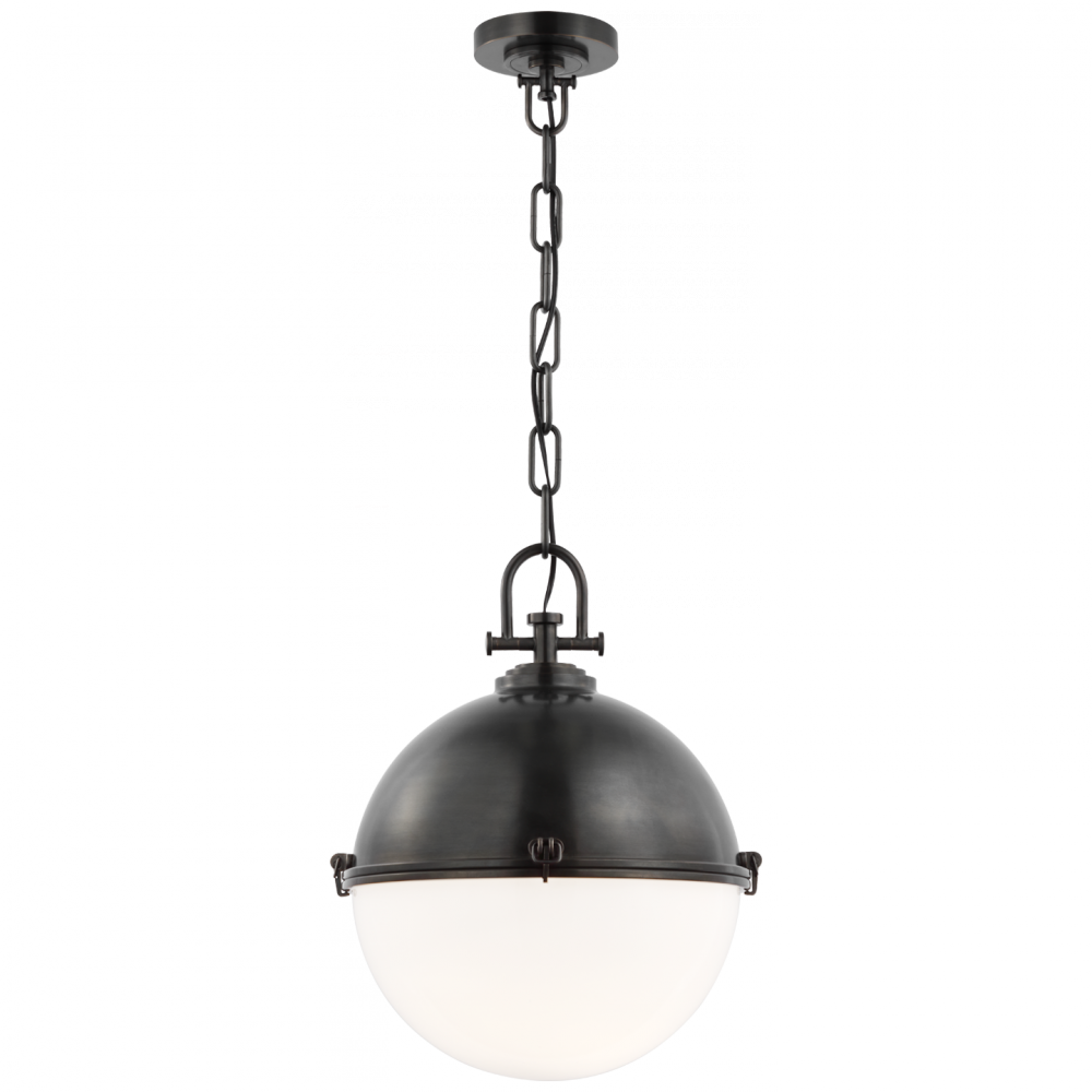Visual Comfort Signature Adrian X-Large Globe Pendant Bronze White Glass