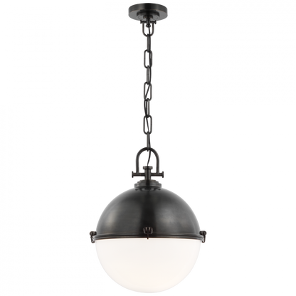Visual Comfort Signature Adrian X-Large Globe Pendant Bronze White Glass