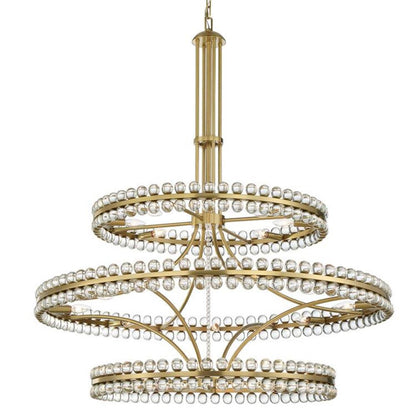 Crystorama Clover 24 Light Chandelier Aged Brass