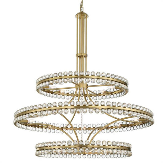 Crystorama Clover 24 Light Chandelier Aged Brass