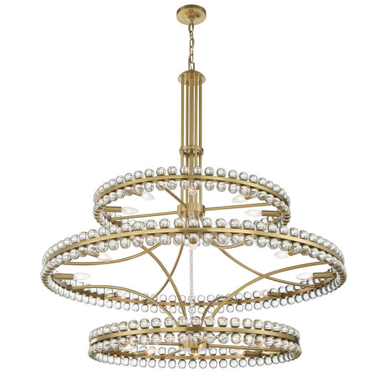 Clover 24 Light Aged Brass Chandelier