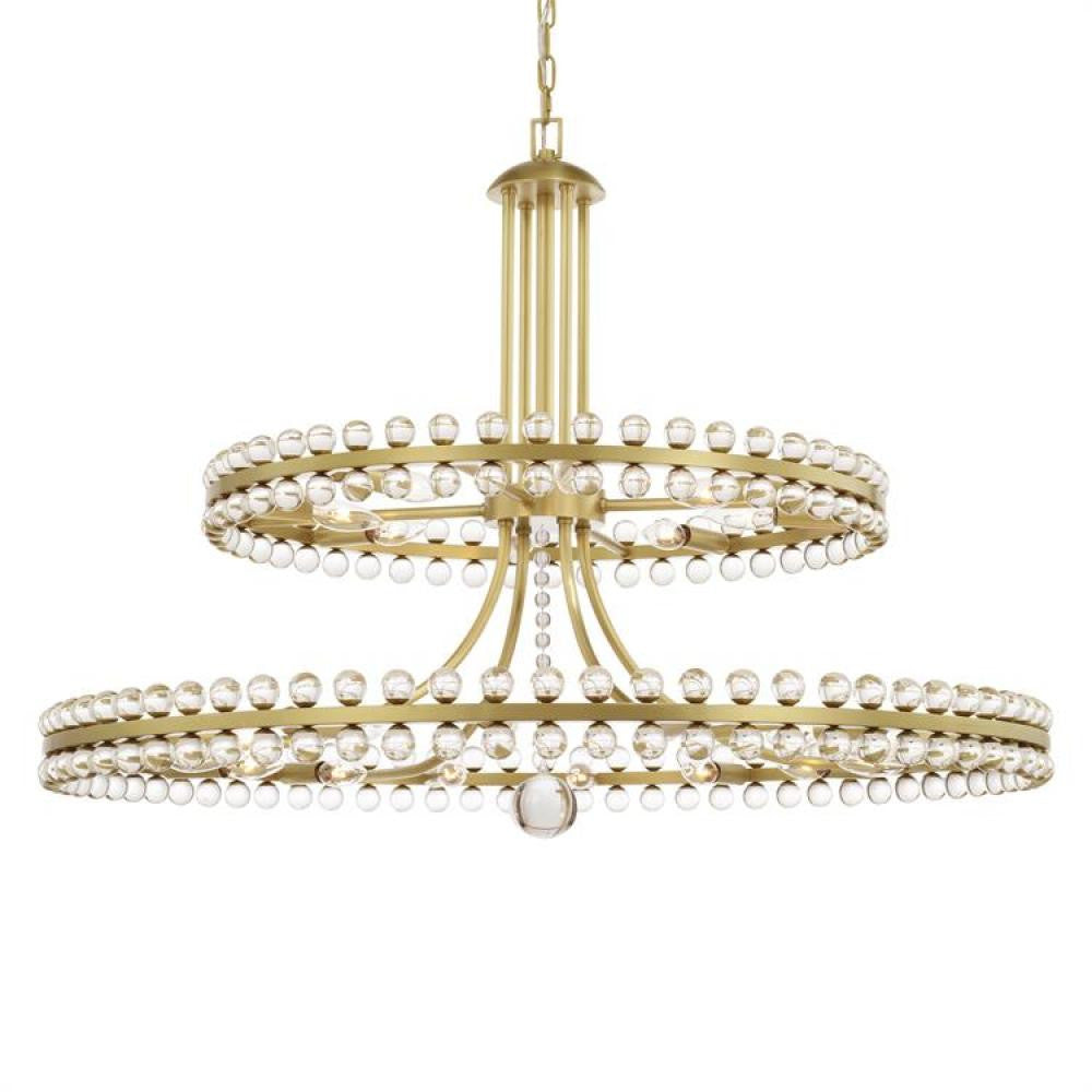 Crystorama Clover 24 Light Chandelier Aged Brass