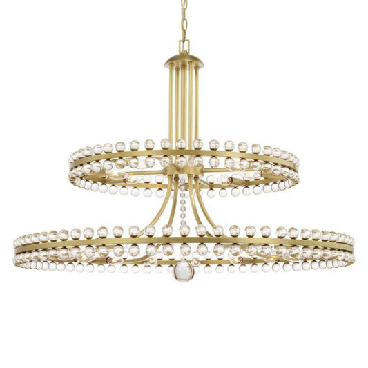Crystorama Clover 24 Light Chandelier Aged Brass