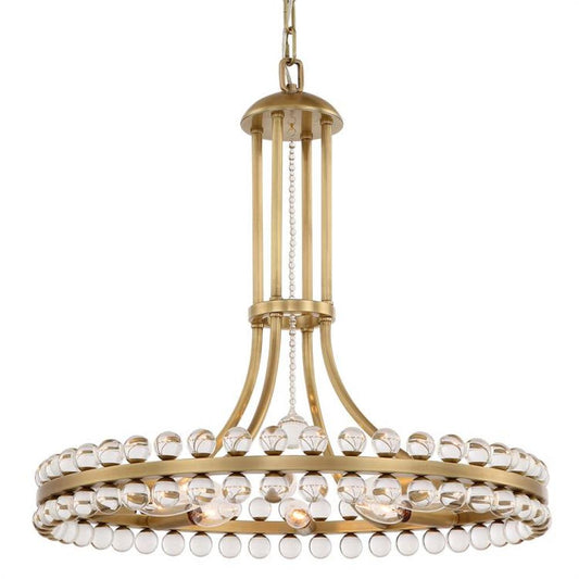 Crystorama Clover 8 Light Chandelier Aged Brass