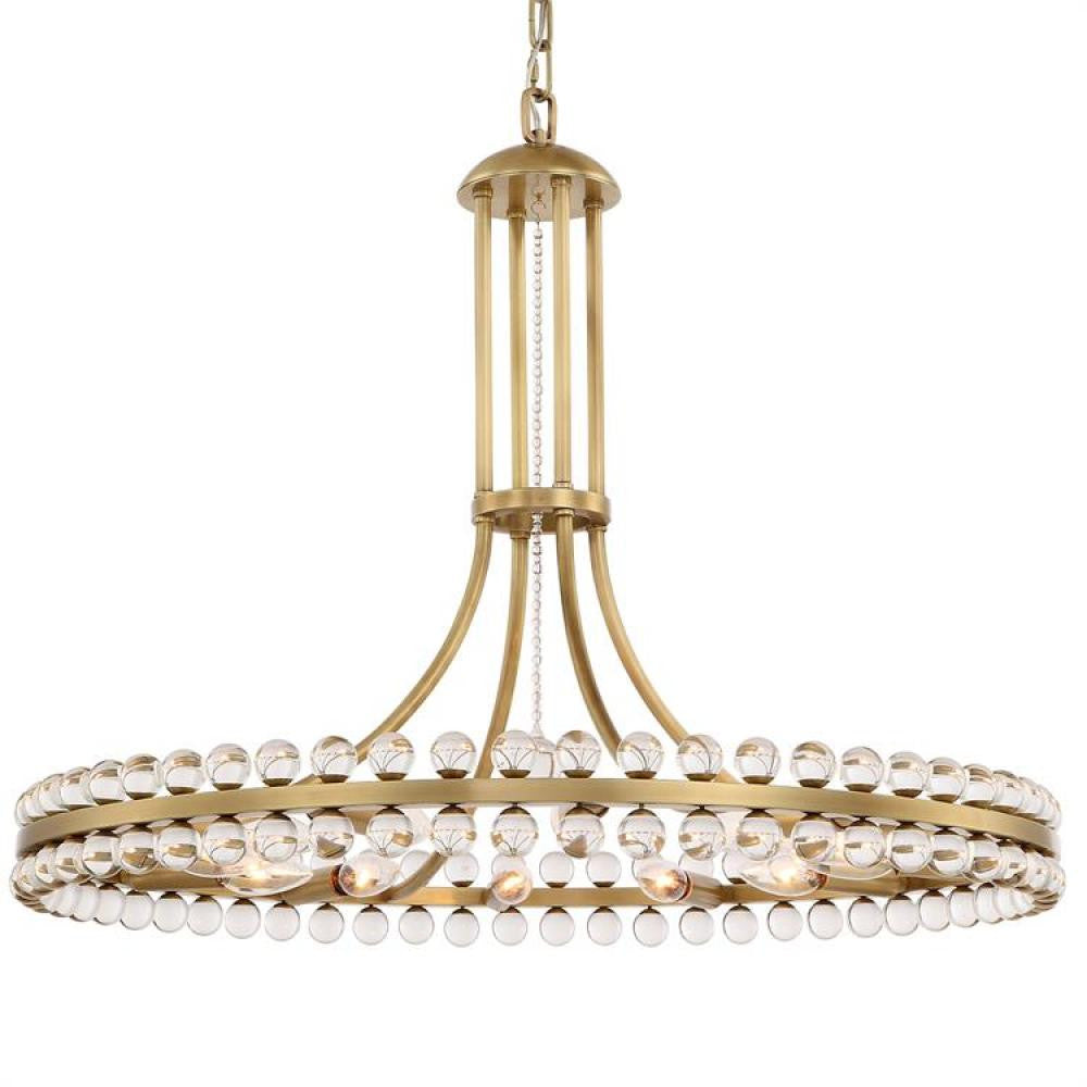 Crystorama Clover 12 Light Chandelier Aged Brass