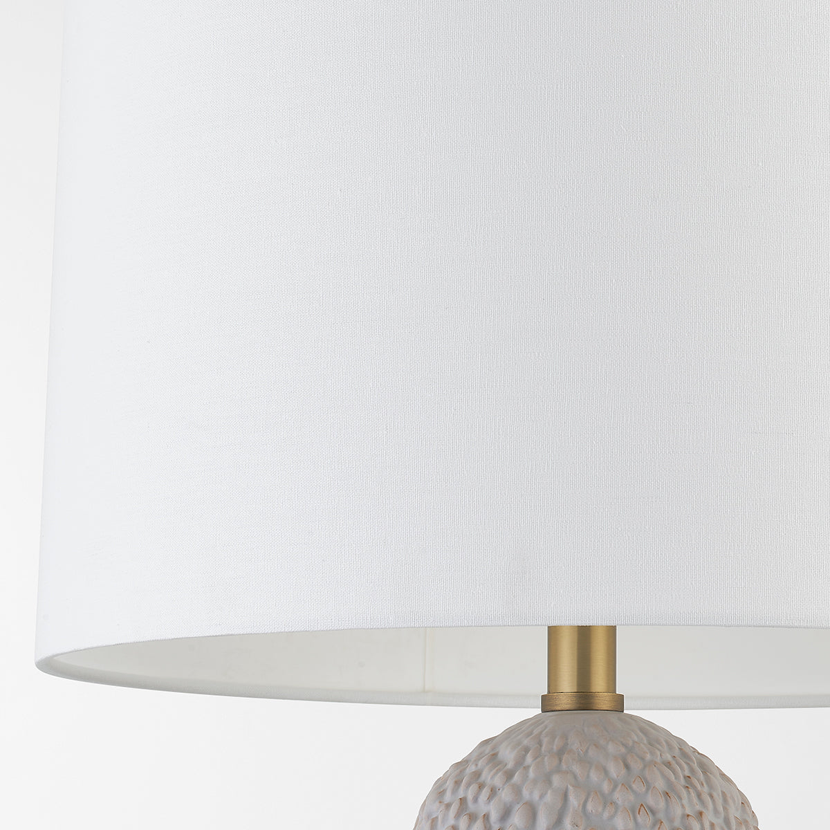 Troy Crater Table Lamp Patina Brass Ceramic White Gold Detail 1