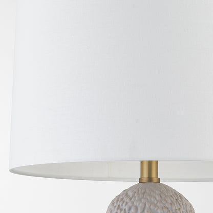 Troy Crater Table Lamp Patina Brass Ceramic White Gold Detail 1