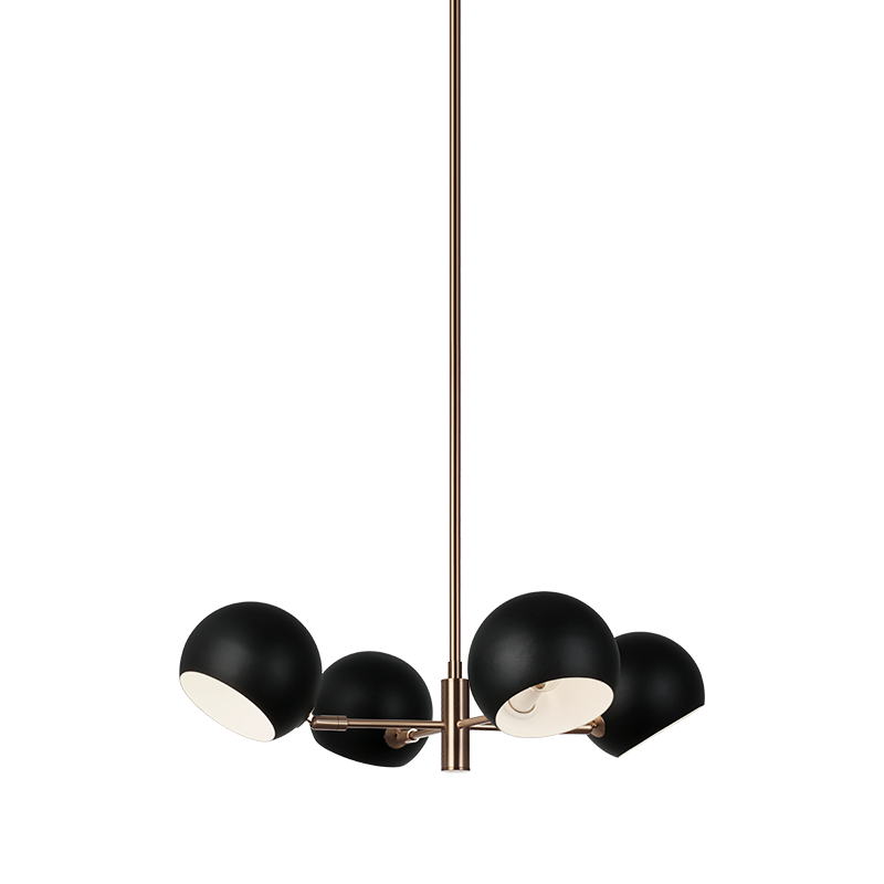 Matteo Lighting Orb 25" 4-Light Chandelier in Matte Black + Aged Gold Brass (CX31704MBAG) – alternate view