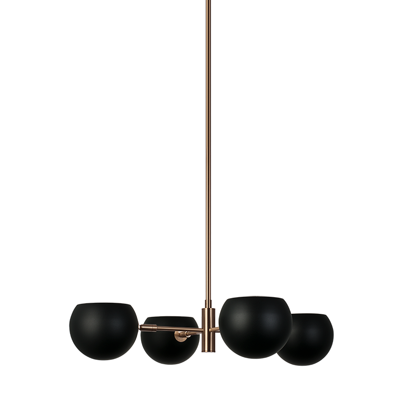 Matteo Lighting Orb 25" 4-Light Chandelier in Matte Black + Aged Gold Brass (CX31704MBAG) – alternate view