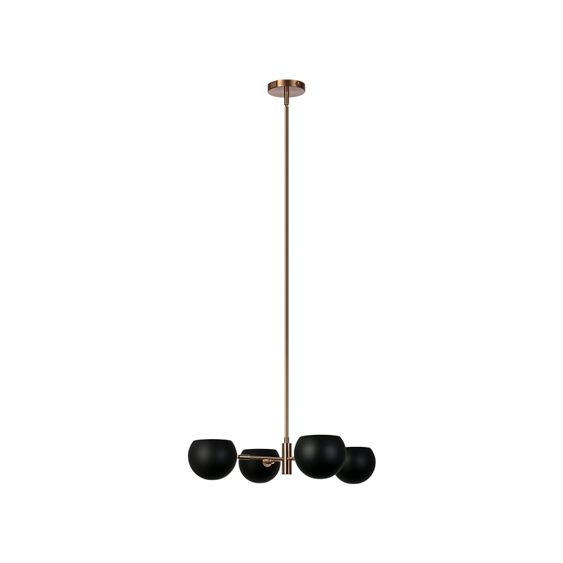 Matteo Lighting Orb 25" 4-Light Chandelier in Matte Black + Aged Gold Brass (CX31704MBAG) – alternate view