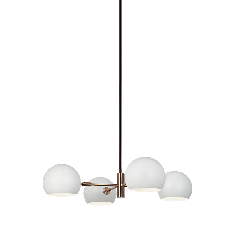 Matteo Lighting Orb 25" 4-Light Chandelier in Matte White + Aged Gold Brass (CX31704MWAG)