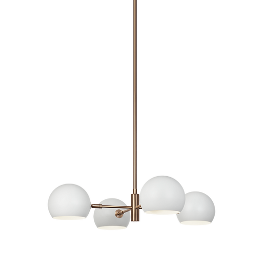 Matteo Lighting Orb 25" 4-Light Chandelier in Matte White + Aged Gold Brass (CX31704MWAG)