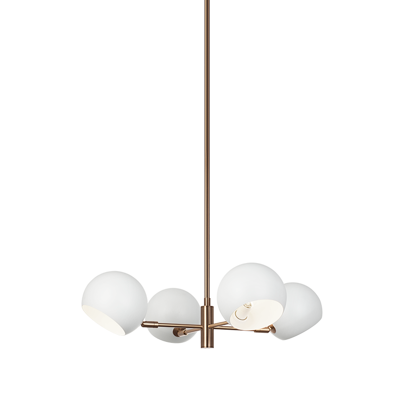 Matteo Lighting Orb 25" 4-Light Chandelier in Matte White + Aged Gold Brass (CX31704MWAG) – alternate view