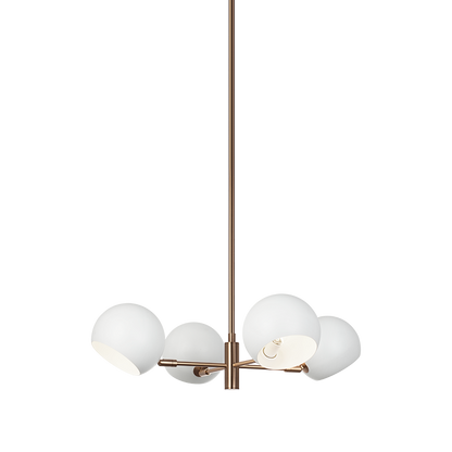 Matteo Lighting Orb 25" 4-Light Chandelier in Matte White + Aged Gold Brass (CX31704MWAG) – alternate view