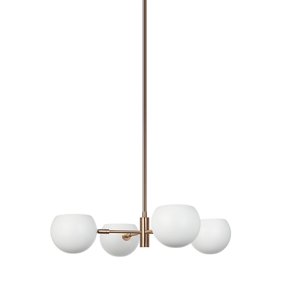 Matteo Lighting Orb 25" 4-Light Chandelier in Matte White + Aged Gold Brass (CX31704MWAG) – alternate view