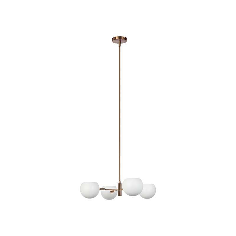Matteo Lighting Orb 25" 4-Light Chandelier in Matte White + Aged Gold Brass (CX31704MWAG) – alternate view