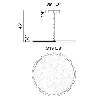 Matteo Lighting Piper 20" LED Pendant – line drawing with dimensions
