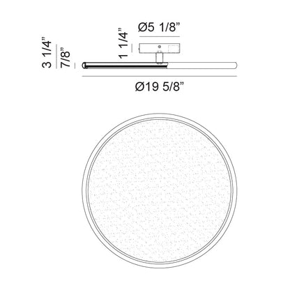 Matteo Lighting Piper 20" LED Pendant – line drawing with dimensions