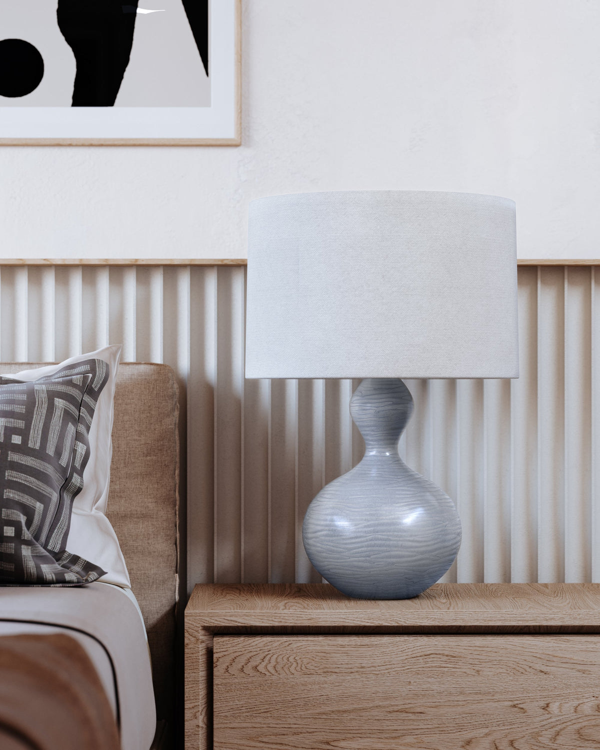 Hudson Valley Cairns Table Lamp in Ceramic Coastal Blue, room setting