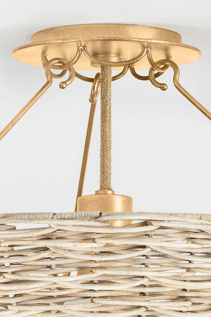 Troy Campo Semi-Flush Mount Vintage Gold Leaf Detail 1