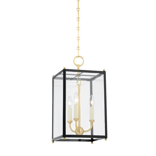 Hudson Valley Chaselton Lantern Aged Brass, Darkest Blue