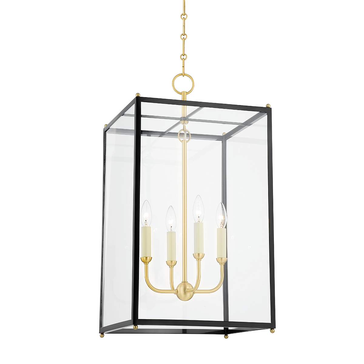 Hudson Valley Chaselton Lantern Aged Brass, Darkest Blue