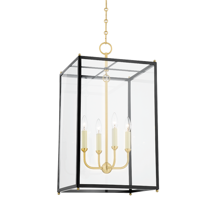 Hudson Valley Chaselton Lantern Aged Brass, Darkest Blue
