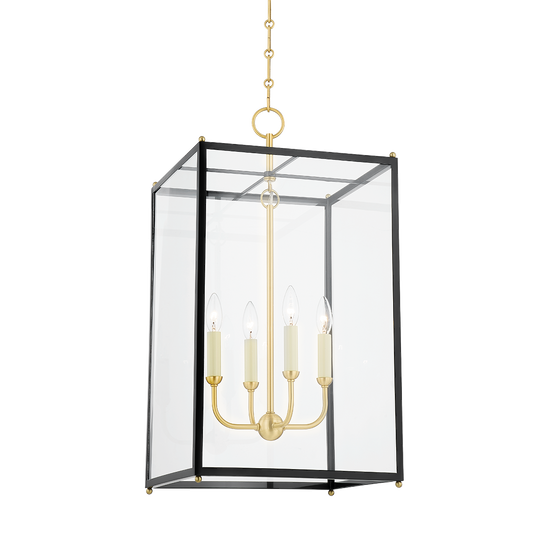 Hudson Valley Chaselton Lantern Aged Brass, Darkest Blue