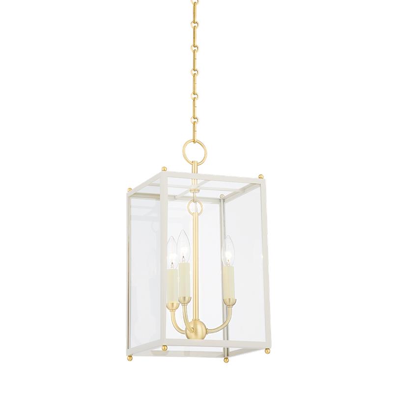 Hudson Valley Chaselton Lantern Aged Brass, Off-White