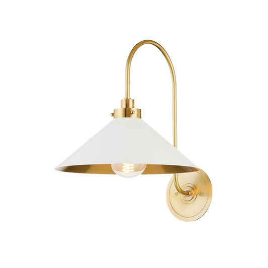 Hudson Valley Clivedon Wall Sconce Aged Brass, Off White